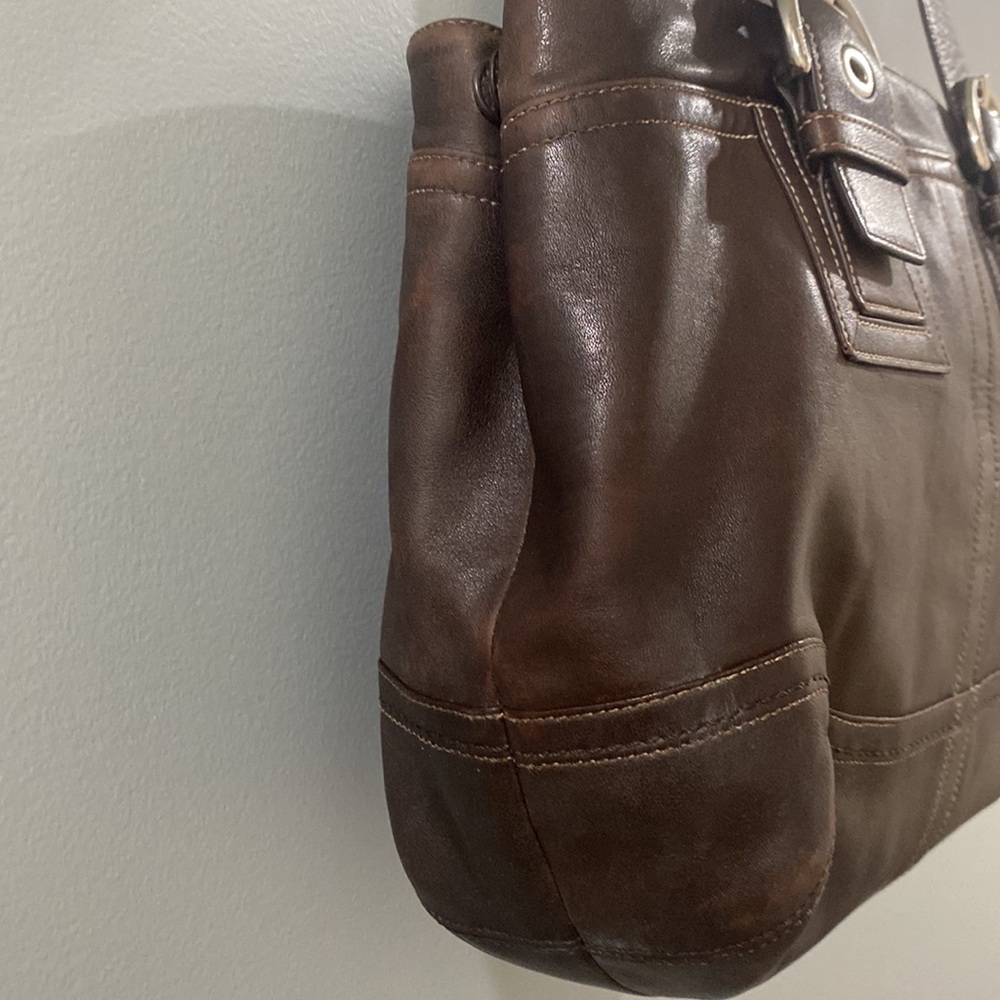 Coach Brown Large Leather Satchel Shoulder Bag - Picture 9 of 9